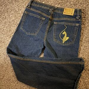 Baby Phat Dark Blue Denim Jeans with Gold Pocket Embroidery